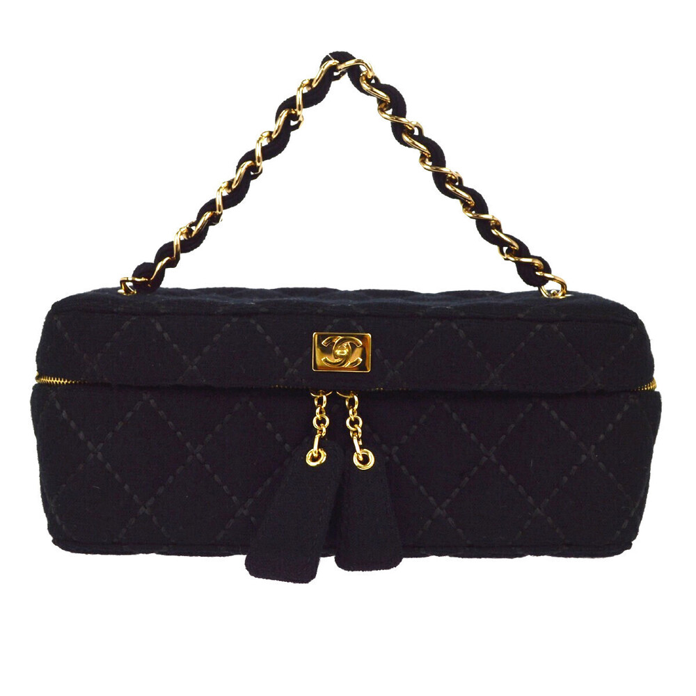 Chanel Vintage Cosmetic Case Quilted Fabric Small